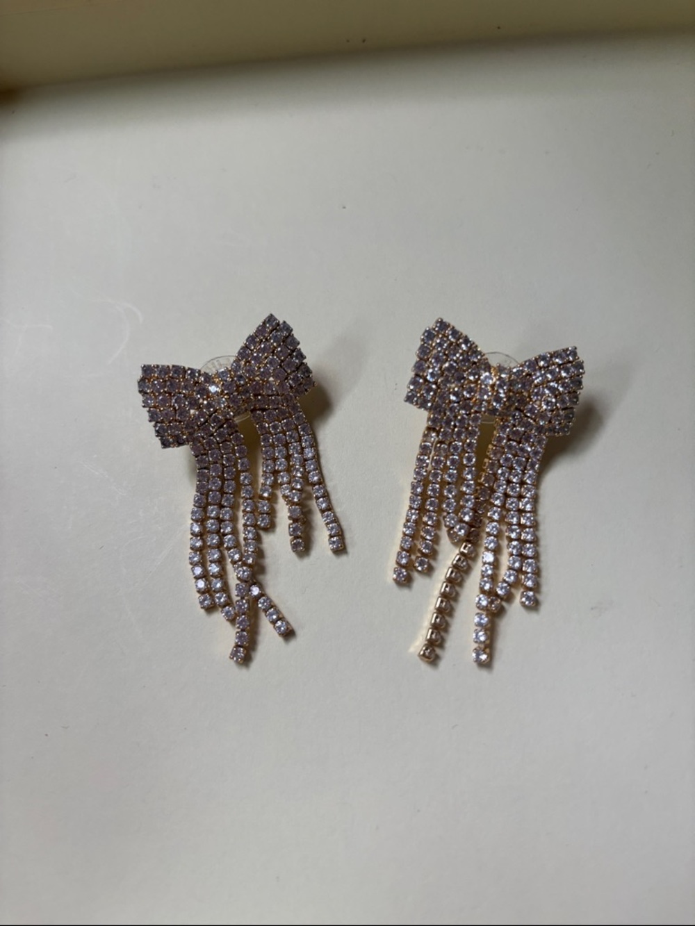 BaubleBar Gold Bow Rhinestone Fringe Drop Earrings